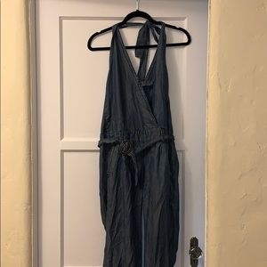 Denim halter jump suit